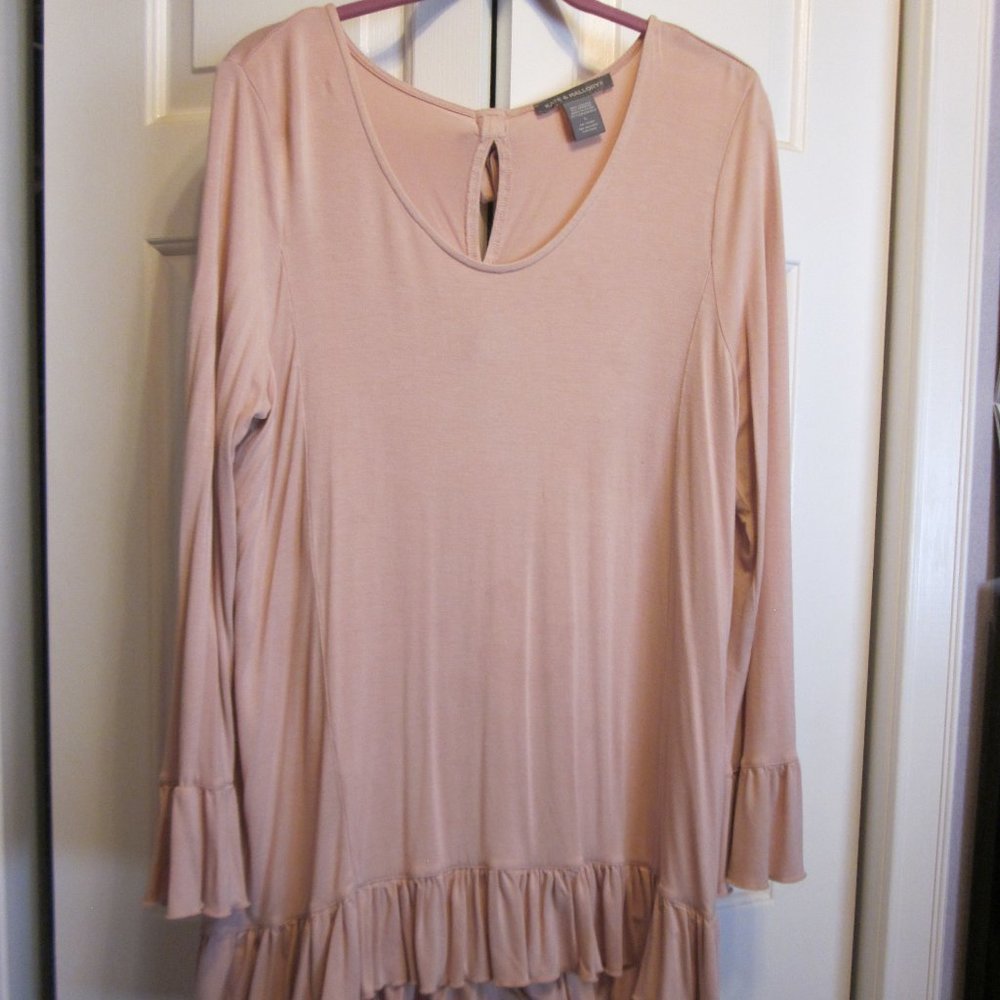 Kate & Mallory Blush Ruffled Bow Back Tunic Sz L NWOT